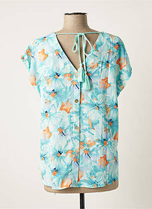 Top coupe fluide manches courtes bleu SARAH JOHN femme