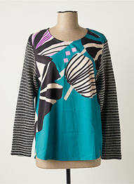 Top coupe fluide manches longues bleu KALISSON femme