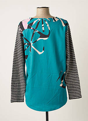 Top coupe fluide manches longues bleu KALISSON femme