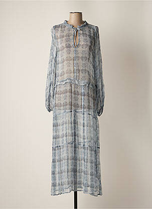 Robe longue manches longues manches longues bleu SPARKZ femme