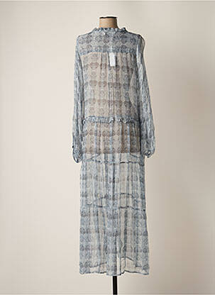 Robe longue manches longues manches longues bleu SPARKZ femme