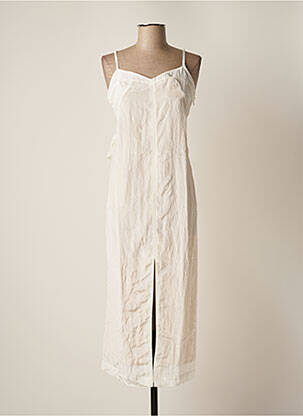 Robe longue manches bretelles ajustables fines bretelles blanc ETAM femme