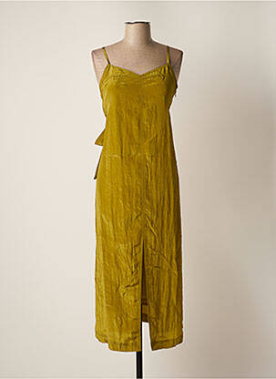 Robe longue manches bretelles ajustables fines bretelles vert ETAM femme