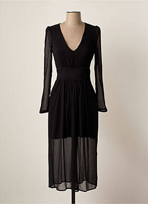 Robe longue manches longues manches longues noir LAAGAM femme