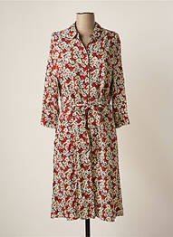 Robe mi-longue coupe fluide manches longues marron GARCIA femme