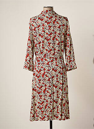 Robe mi-longue imprimé fleurs manches longues marron GARCIA femme