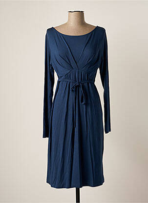 Robe mi-longue coupe fluide manches longues bleu MAMA LICIOUS femme