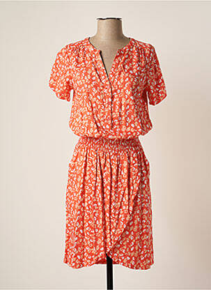 Robe mi-longue coupe fluide manches courtes orange SPARKZ femme