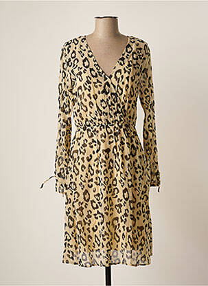 Robe mi-longue coupe fluide manches longues beige SPARKZ femme