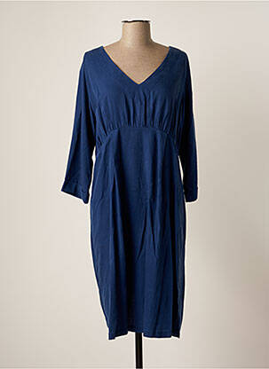 Robe mi-longue coupe fluide manches longues bleu MAMA LICIOUS femme