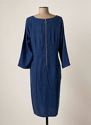 Robe mi-longue coupe fluide manches longues bleu MAMA LICIOUS femme