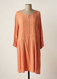 Robe mi-longue coupe fluide manches longues orange SPARKZ femme