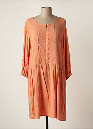 Robe mi-longue coupe fluide manches longues orange SPARKZ femme
