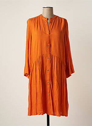 Robe mi-longue coupe fluide manches longues orange SPARKZ femme