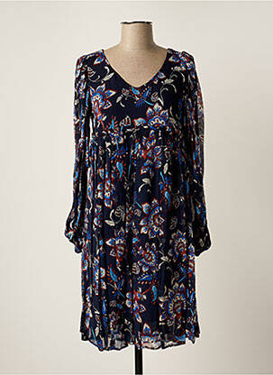 Robe mi-longue coupe fluide manches longues bleu SINEQUANONE femme