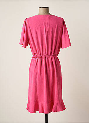 Robe mi-longue coupe fluide manches courtes rose EMI-JO femme