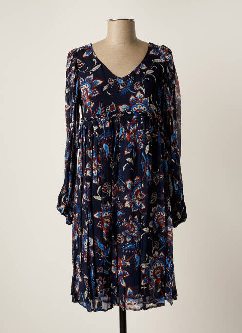 Robe mi-longue coupe fluide manches longues bleu SINEQUANONE femme