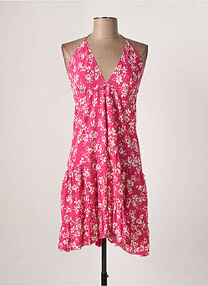 Robe courte tissage crêpe fines bretelles rose GOA femme
