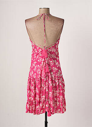 Robe courte tissage crêpe fines bretelles rose GOA femme