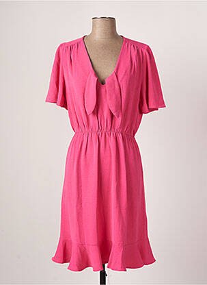 Robe mi-longue manches courtes manches courtes rose EMI-JO femme
