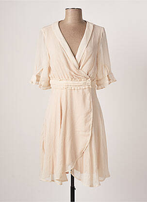 Robe mi-longue manches courtes manches courtes rose CALIE femme
