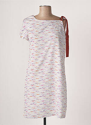 Robe mi-longue coupe fluide manches courtes violet SEE U SOON femme