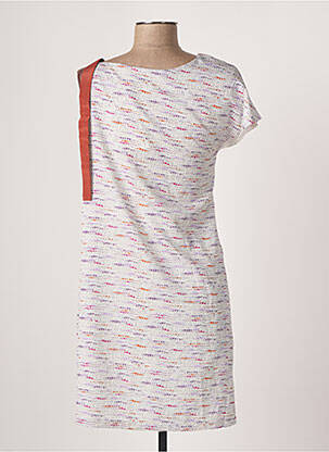 Robe mi-longue coupe fluide manches courtes violet SEE U SOON femme