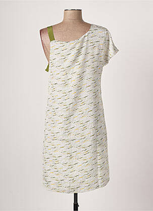 Robe mi-longue coupe fluide manches courtes vert SEE U SOON femme