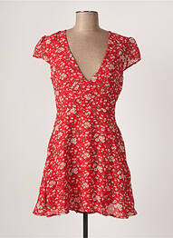 Robe courte fermeture zippée au dos manches courtes rouge CALIE femme