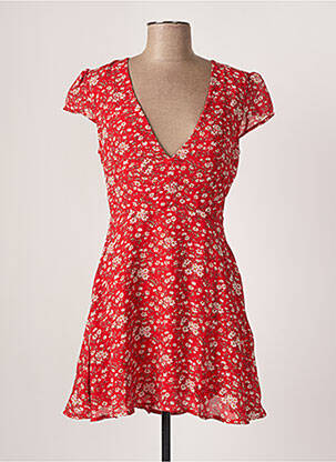 Robe courte imprimé fleurs manches courtes rouge CALIE femme