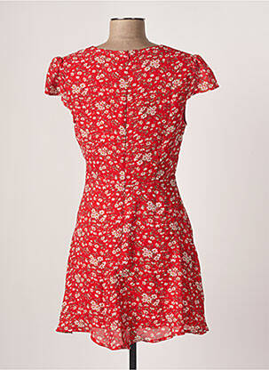 Robe courte coupe fluide manches courtes rouge CALIE femme