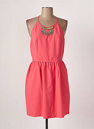 Robe courte tissage crêpe fines bretelles rose SEE U SOON femme