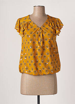 Top stretch manches courtes jaune CACHE CACHE femme