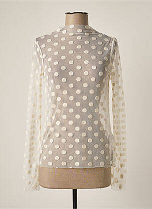 Top coupe cintrée manches longues beige TOPSHOP femme