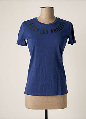 T-shirt sérigraphie manches courtes bleu GUESS femme