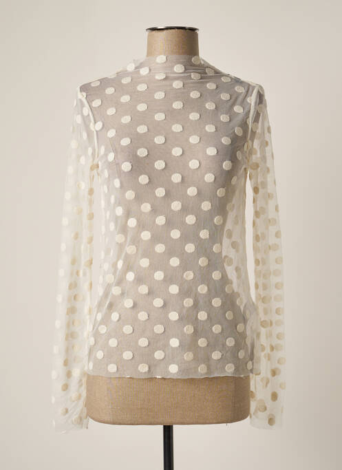 Top coupe cintrée manches longues beige TOPSHOP femme