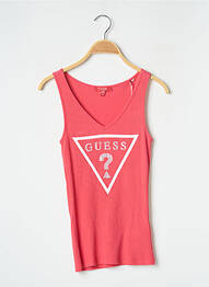 Débardeur tissage côtelé sans manche rose GUESS femme
