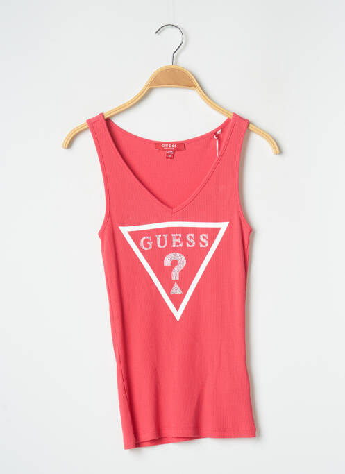 Débardeur tissage côtelé sans manche rose GUESS femme