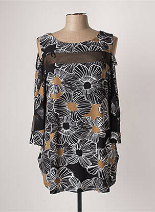 Tunique manches longues tissage crêpe noir FRANK LYMAN femme