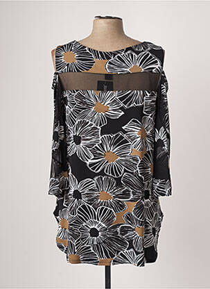 Tunique manches longues tissage crêpe noir FRANK LYMAN femme