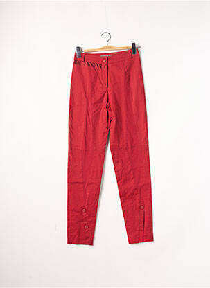 Pantalon slim fermeture zippée sous rabat boutonné taille haute rouge BASKERVILLE & ME femme