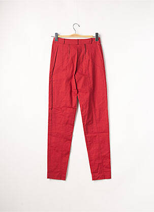 Pantalon slim fermeture zippée sous rabat boutonné taille haute rouge BASKERVILLE & ME femme