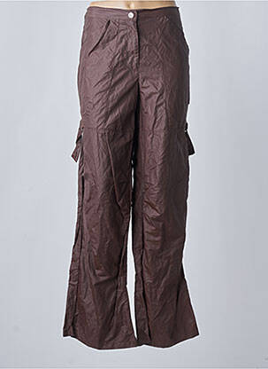 Pantalon large fermeture zippée sous rabat boutonné taille normale marron ANIMALE femme