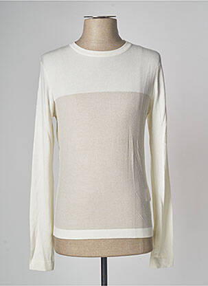 Pull col rond manches longues beige DEVRED homme