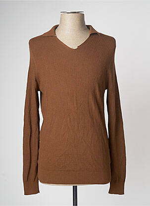 Pull manches longues manches longues marron DEVRED homme