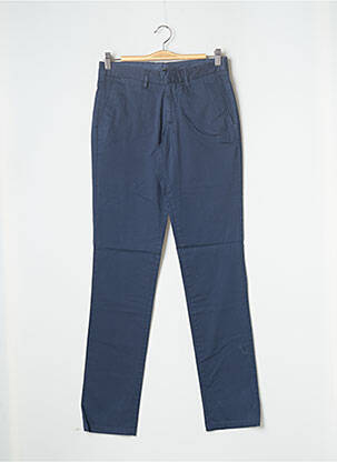 Pantalon chino fermeture zippée sous rabat avec crochet taille basse bleu AZZARO homme