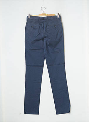 Pantalon chino fermeture zippée sous rabat avec crochet taille basse bleu AZZARO homme