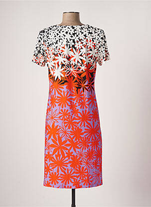 Robe mi-longue imprimé fleurs manches courtes noir SENORETTA femme