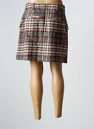 Jupe courte taille à pinces marron SYMBIOSE femme