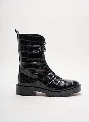 Bottines/boots tissage satiné talon plat jusqu'à 3cm noir ALPE femme